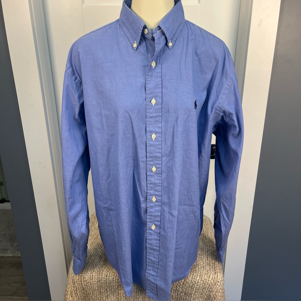 Ralph Lauren Long Sleeve Button Down Shirt Blue Yarmouth Size‎ 16, 34/35 Oxford
